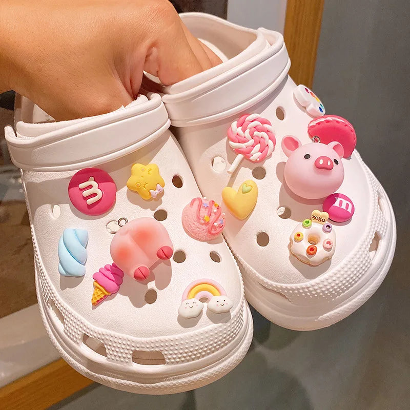 Whole Set Hot Sale DIY Hole Shoes Charms for Cute Cartoon Handmade Charms Designer Quality Garden Shoe Decoration Girl Gift