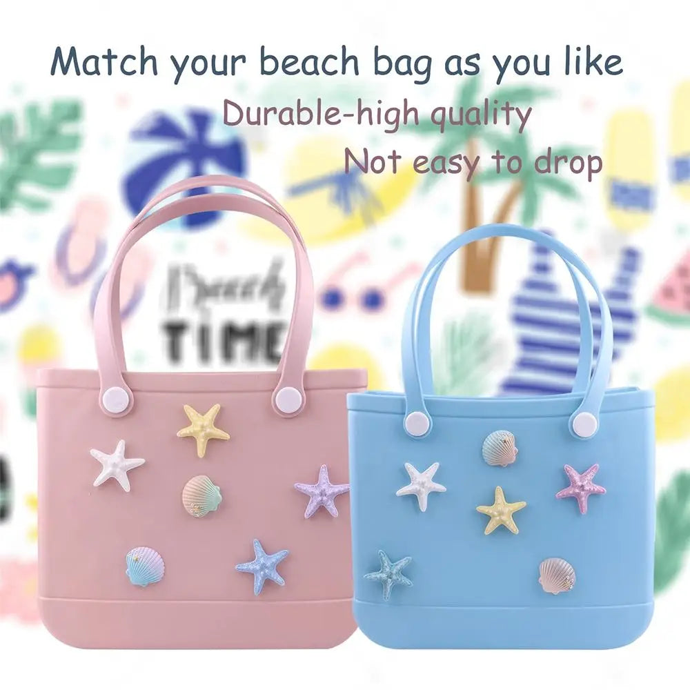 6Pcs DIY Charms for Bogg Bag Accessories Handbag Starfish Shell Beach Totes Bags Decoration Waterproof for Bogg Bag/Beach Bag