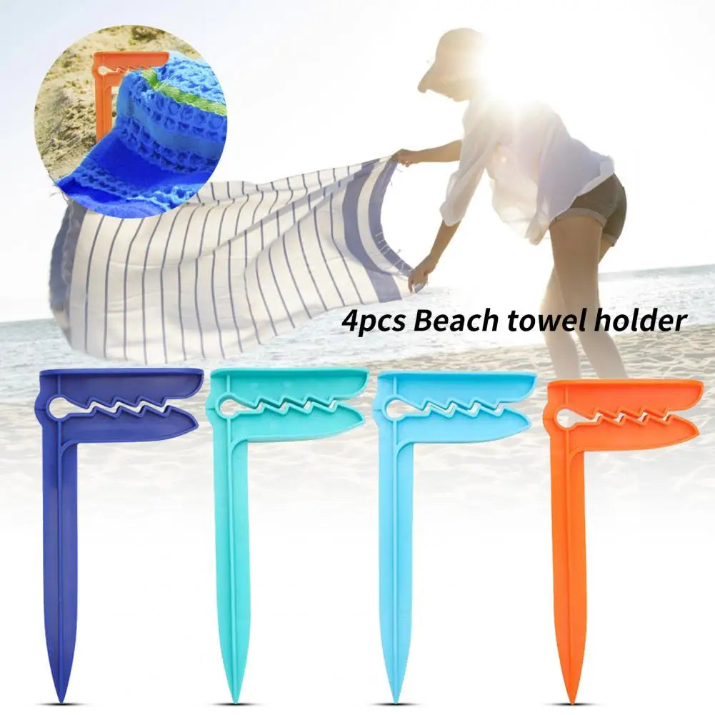 4Pcs  Beach Towel Clip Camping Mat Clamp  Clothespins Sheet Holder Useful Camping Beach Mat Clamp Lightweight for Beach