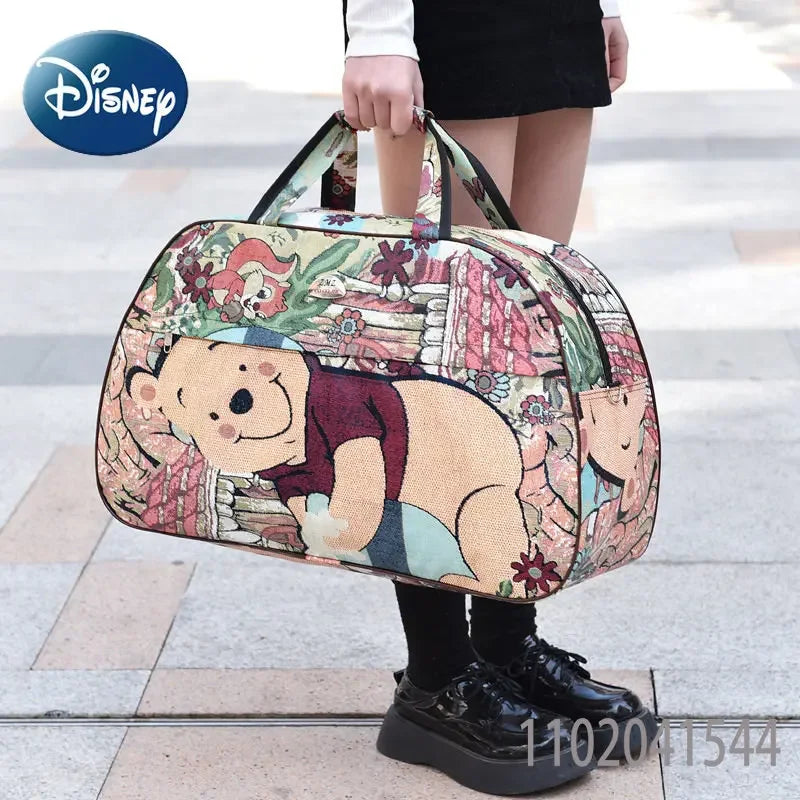 Disney Luggage Bag Waterproof Durable Large Capacity Winnie The Pooh Travel Gym Bag High Quality Unisex Tote Bag for Women Girl