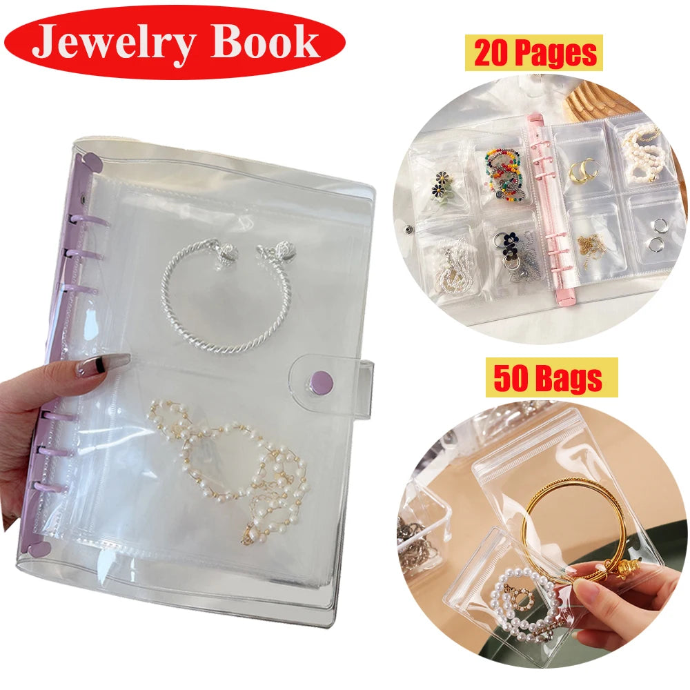 Ins Jewelry Organizer Book Portable Necklace Ring Holder Bag Bracelet Bead Storage Box Earring Tools Bag With Buckle Photo Book