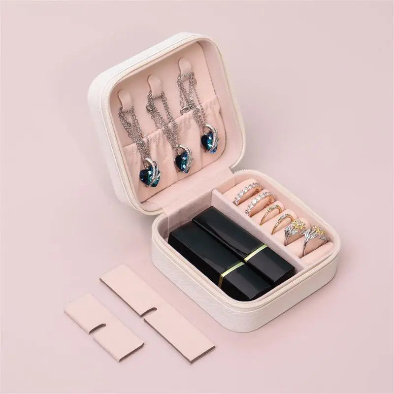 Jewelry Organizer Display Travel Jewelry Case Boxes Portable Locket Necklace Jewelry Box Leather Storage Earring Ring Holder