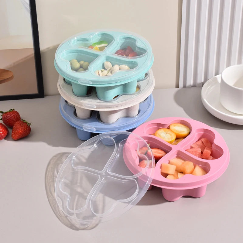 4 Grid Snack Containers Reusable Meal Prep Lunch Containers Portable For Kids And Adults Home Snack Storage Bottles Kitchen Tool