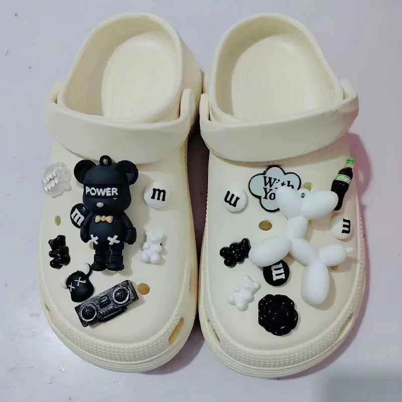 MINISO Cartoon Musical Bear Shoe Charm DIY Shoe Decorations Accessories for Bogg Bag Slides Sandals Clogs Kids Gifts