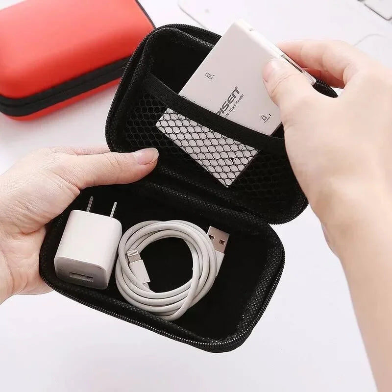 1pcs  Mini Portable Earphone bag Coin Purse Headphone  Cable Case Storage Box Wallet Carrying Pouch Bag Earphone Accessory