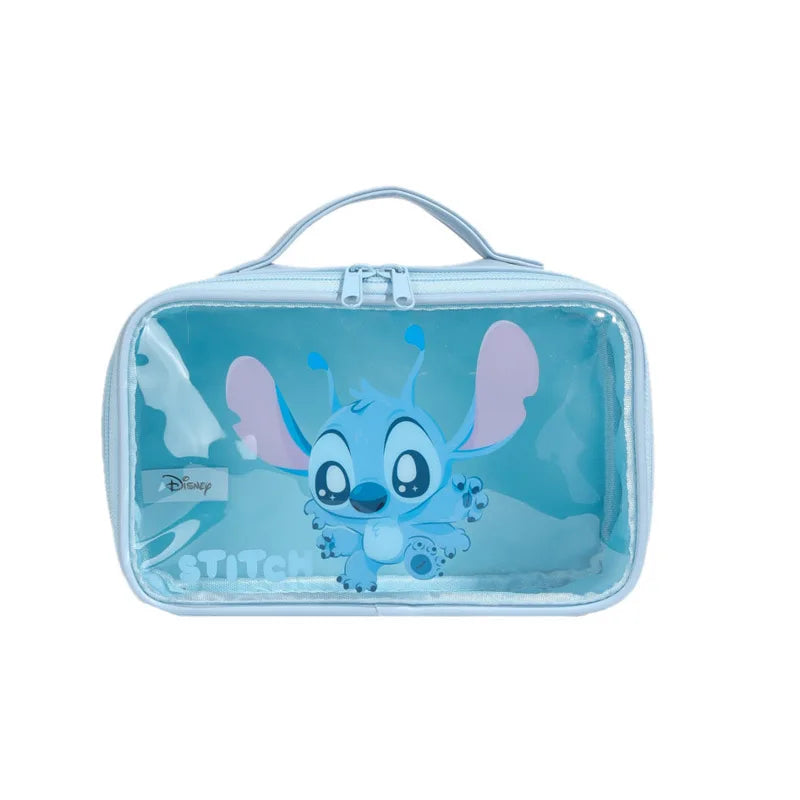 Disney Cartoon Stitch Clear Makeup Bag Kawaii Large Capacity Toiletries Storage Bag Portable Travel Tote Bags for Girls