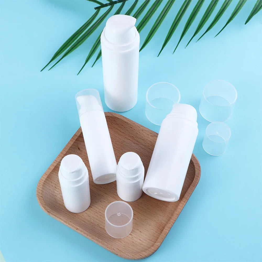 5ml 10ml 15ml 30ml 50ml White Plastic Lotion Vacuum Pump Bottle Mini Cream Sub-Bottle Liquid Portable Travel Cosmetic Container