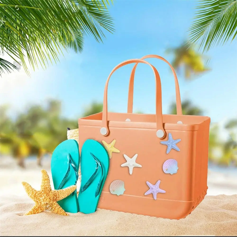 6Pcs DIY Charms for Bogg Bag Accessories Handbag Starfish Shell Beach Totes Bags Decoration Waterproof for Bogg Bag/Beach Bag