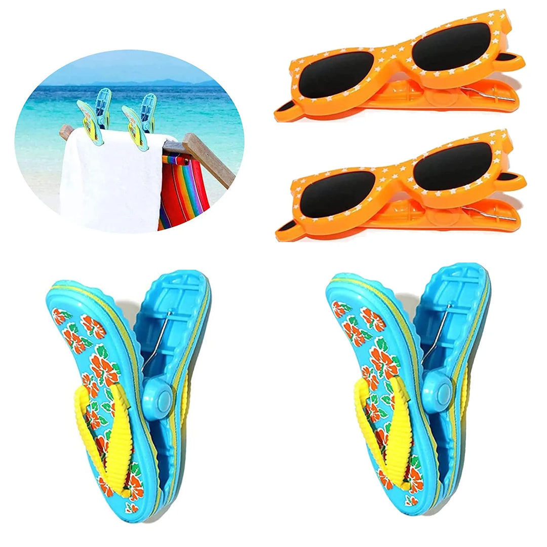 4pcs Plastic Beach Towels Clips For Sunbeds Sun Lounger Slipper Decorative Clothes Pegs Pins Large Drying Racks Retaining Clip