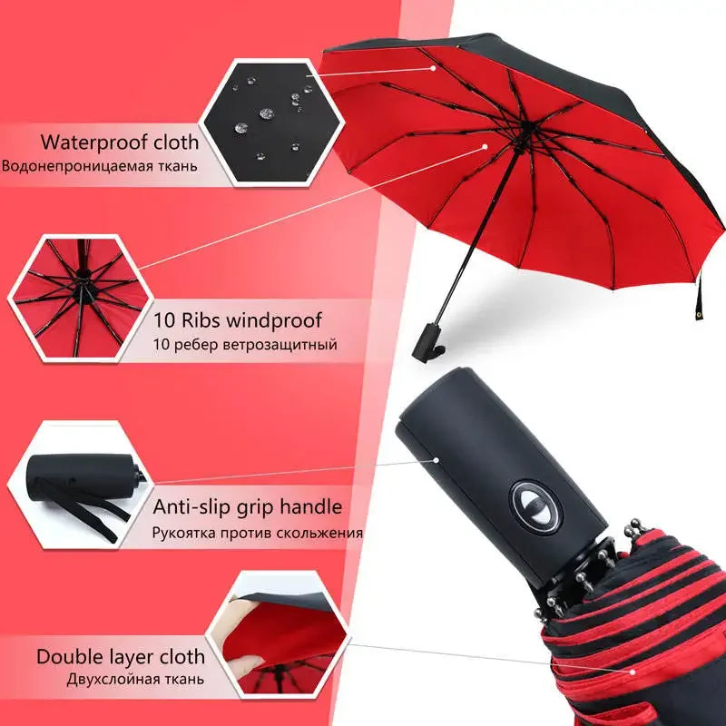 Windproof Double Layer Fully Automatic Resistant Umbrella Large Umbrellas Parasol 10K Men Women Unbrella