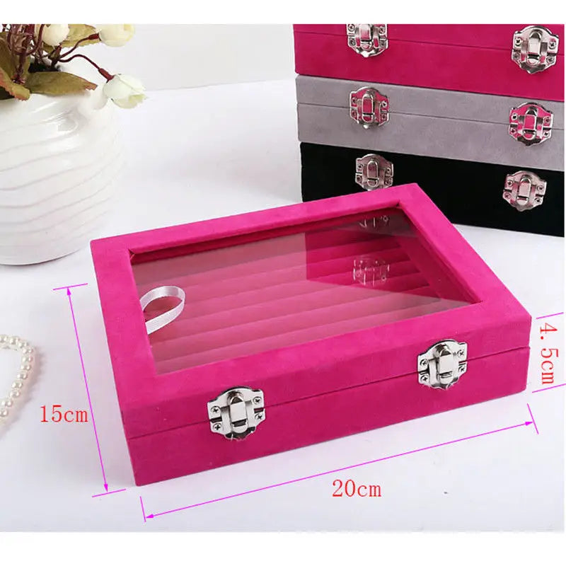 Velvet Rrings Box Jewelry Display Casket Storage Organizer Ring Earrings Box  Case Jewelry Box