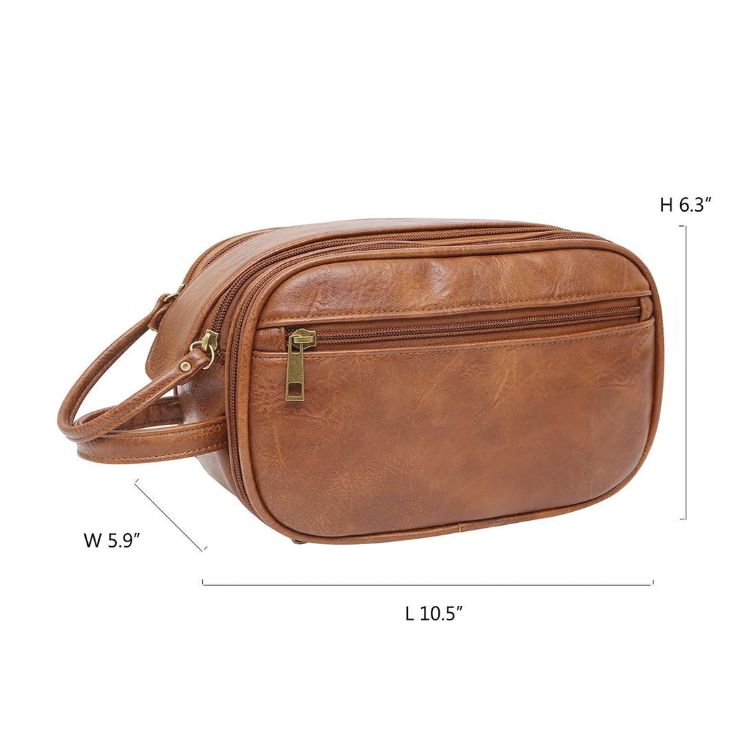 High-capacity Soft PU Leather Toiletry Bag Portable Waterproof Travel Makeup Bags for Women‘s Men’s 2024