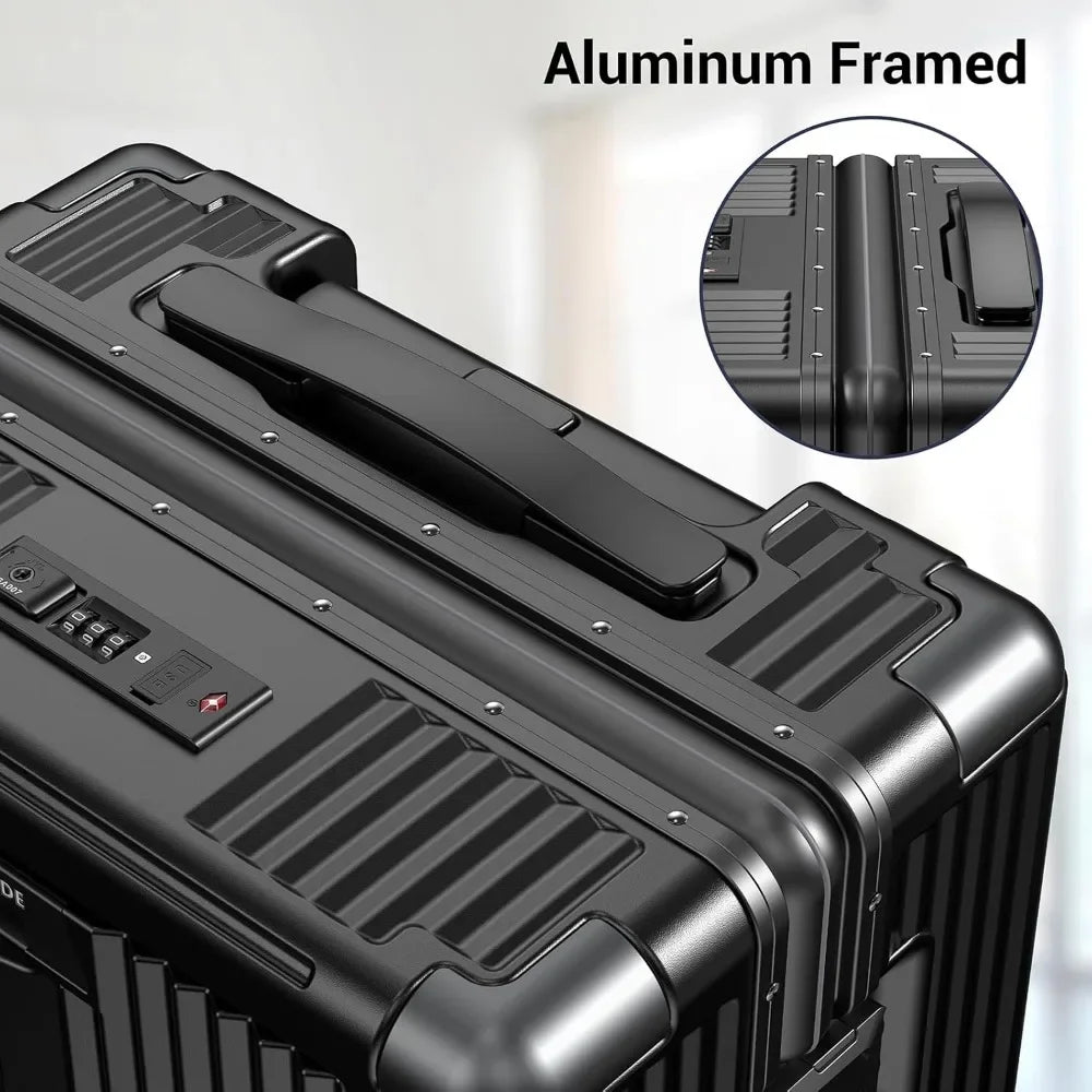 Portable Carry on Luggage Airline Approved, Expandable Luggage for Trips, Practical Suitcase with Front Pocket ＆USB Port.