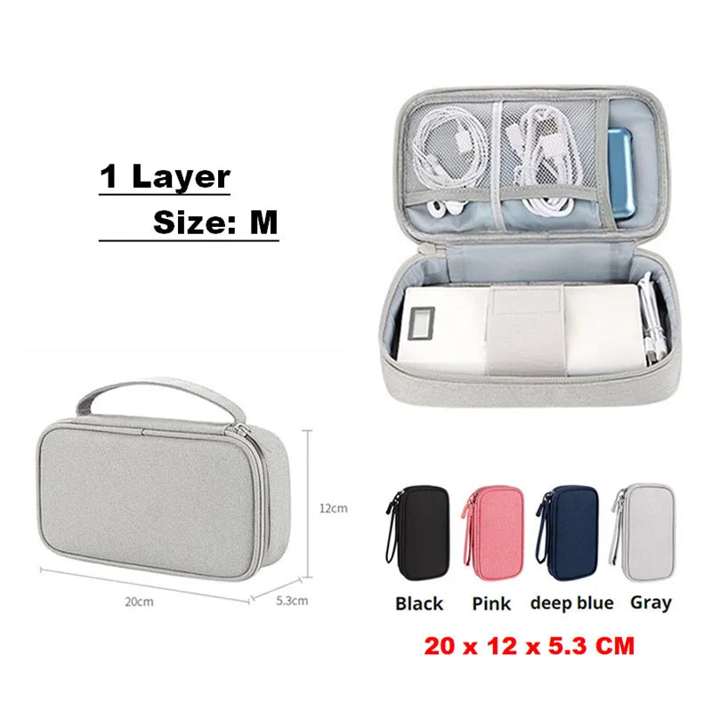 Cable Storage Bag Waterproof Digital Electronic Organizer Portable USB Data Line Charger Plug Storage Bag Travel Cable Organizer