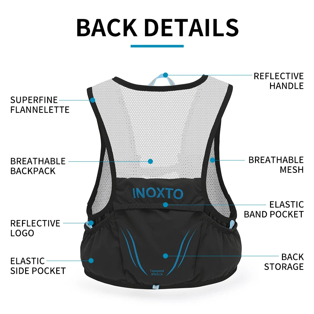 INOXTO-Lightweight running backpack hydration vest, suitable for bicycle marathon hiking, ultra-light and portable 2.5L