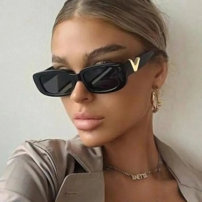 Retro Cool Small Frame Cat Eye Sunglasses for Women Luxury  Sun Glasses Men Fashion Jelly Sunglasses with Metal Hinges