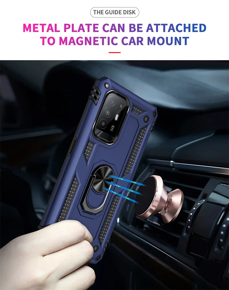 For OPPO A94 5G Case Armor Shockproof Magnetic Car Holder Ring Phone Case for Reno 5Z 5 Z Reno5Z A 94 Oppoa94 Hard PC Back Cover