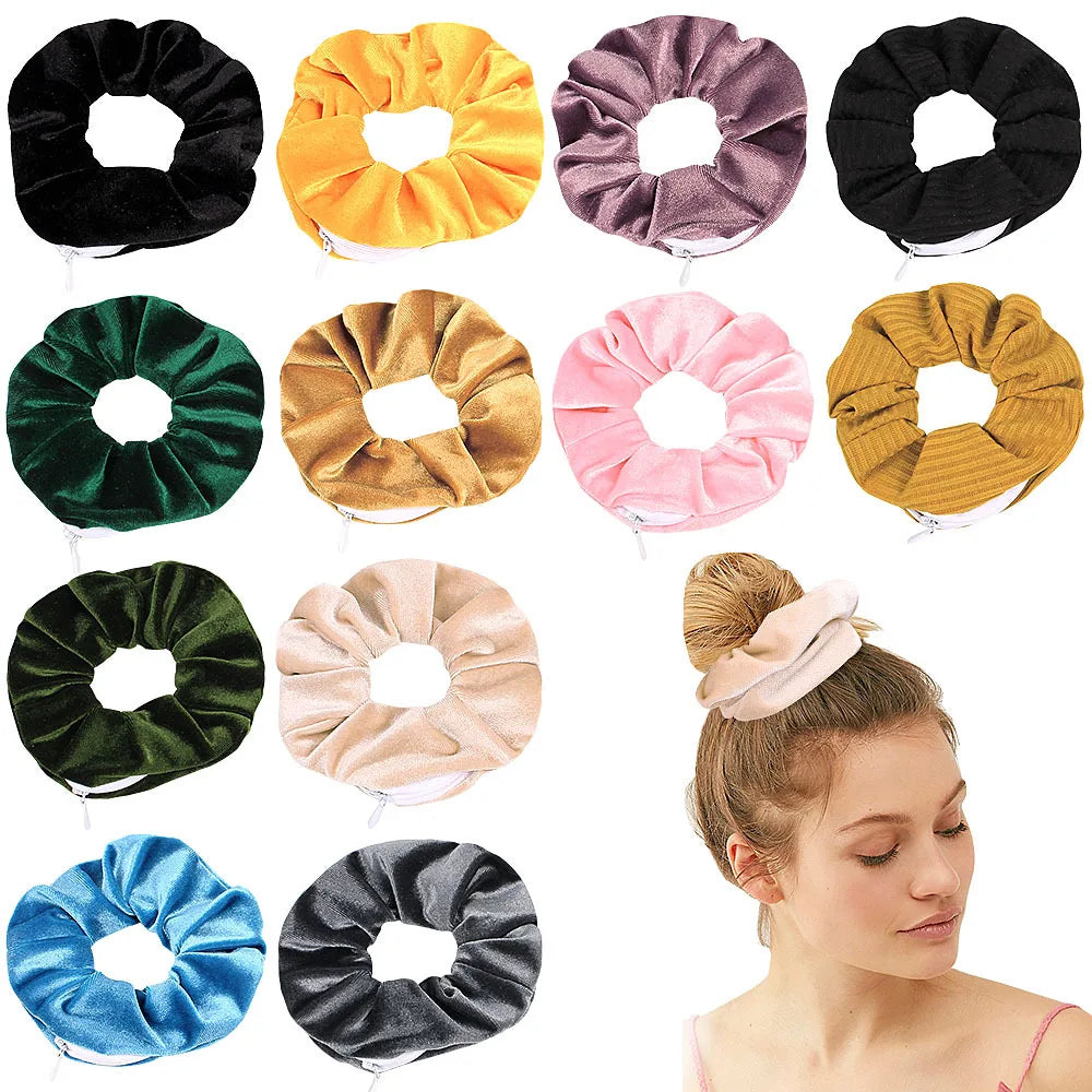 Sight Secret Hair With Zip Stash Pocket Tie Hair Scrunchie Travel Diversion Stash Safe Container ⁣⁣⁣⁣Hidden Storage Compartment