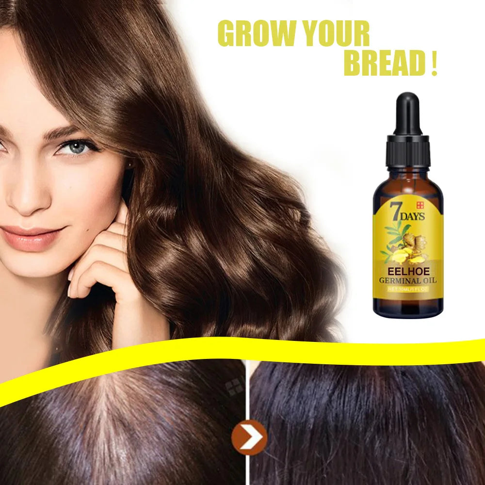 Ginger Hair Growth Serum Anti Hair Loss Baldness Fast Regrowth Hair Care Oil Repair Damaged Hair Scalp Treatment For Women Men