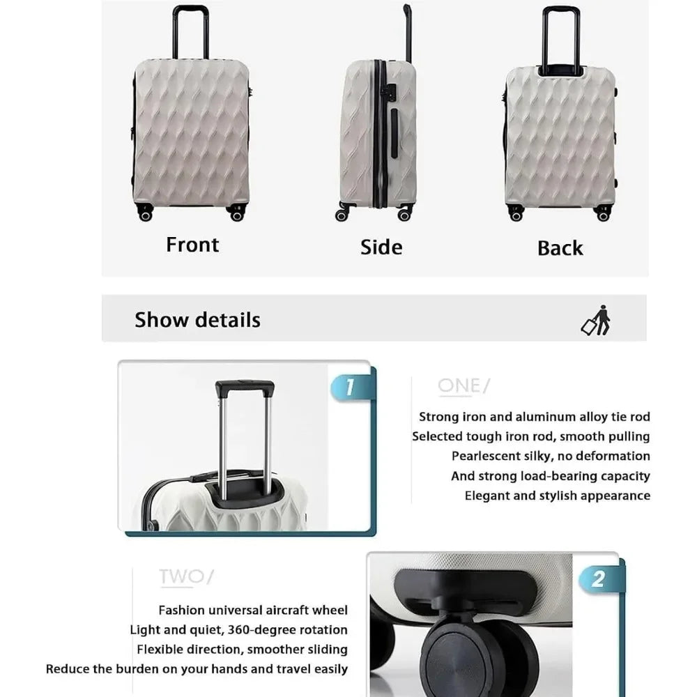 Suitcase，Cabin Luggage Highly Durable Luggage Suitcases Password Carry On Zipper Suitcase Sturdy Travel Luggage Highly Durable