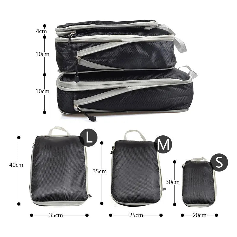 Luggage Organizer Portable With Travel Storage Bag Compressible Packing Cubes Foldable Waterproof Travel Suitcase Nylon Handbag