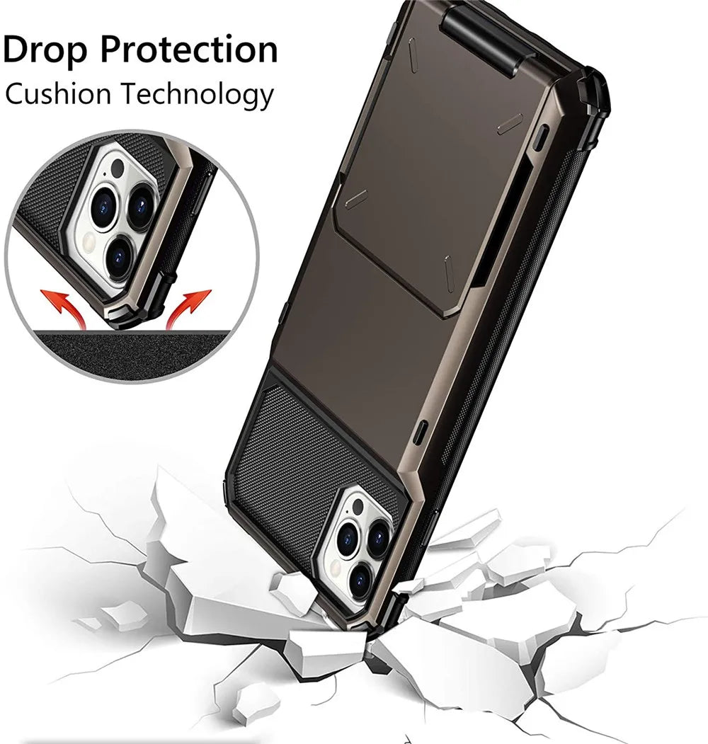 Case For iPhone 11 Pro Max Flip Door Hidden Pocket Anti-Scratch Case For iPhone XS MAX XR case for Iphone X Coque Funda Bumper~