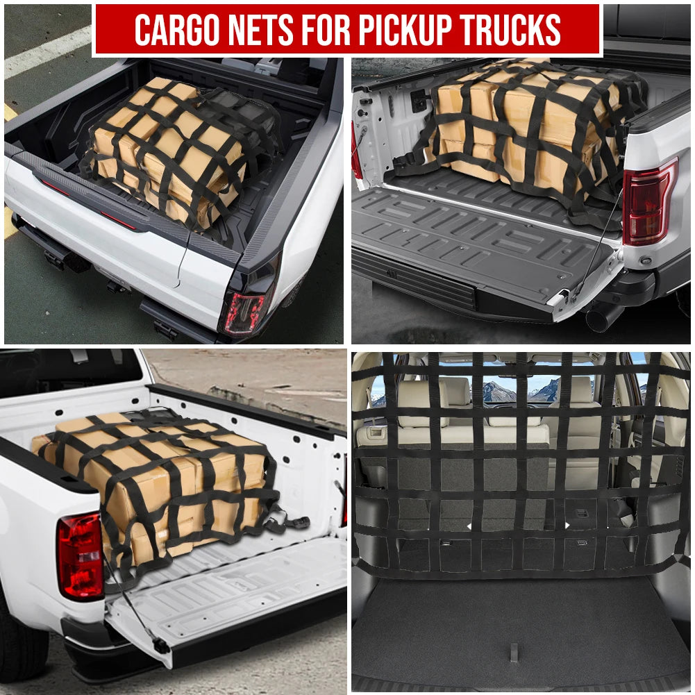 Car Universal Truck Cargo Roof Rack Trailer Net Extend Mesh Cover Rooftop Mesh Luggage Carrier Storage SUV Pickup Accessories