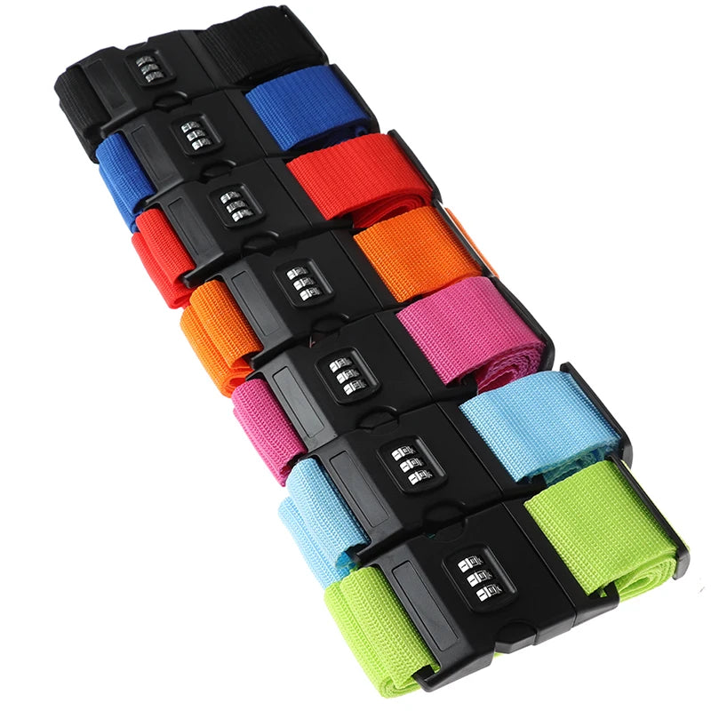 2M Rainbow Password Lock Packing Luggage Bag With Luggage Strap 3 Digits Password Lock Buckle Strap Baggage Belts