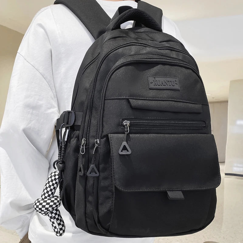 2024 Nylon Backpack for Student Black Teenager Large Sweethearts Serviceable Travel Rucksack High Quality Unisex Laptop Knapsack