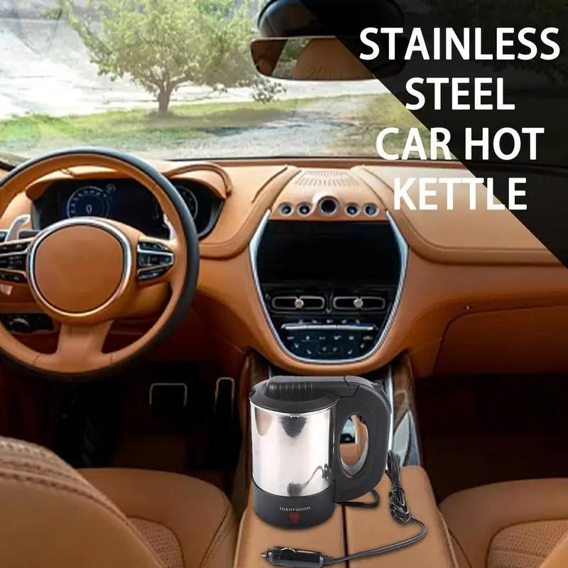 Car Truck Electric Travel Kettle Automotive 500ml Stainless Steel Coffee Mug 12V 24V Fast Water Boiler Cordless Kettle For Auto