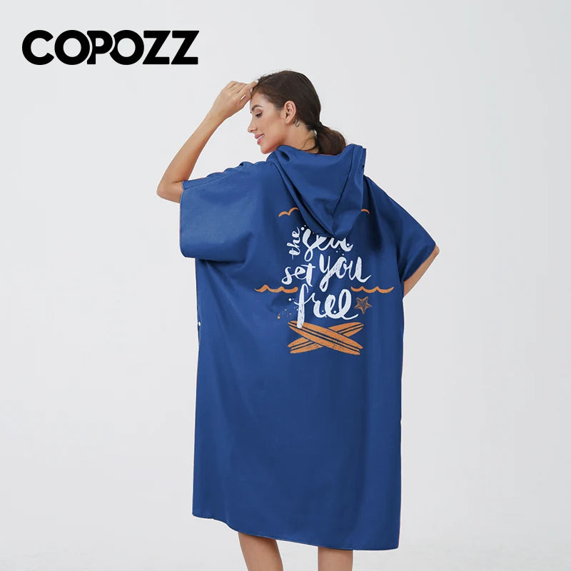 COPOZZ Surf Poncho Changing Towel Adult Beach Blanket Wetsuit Changing Robe For Surfing Swim Quick-Dry Microfiber Hooded Robe