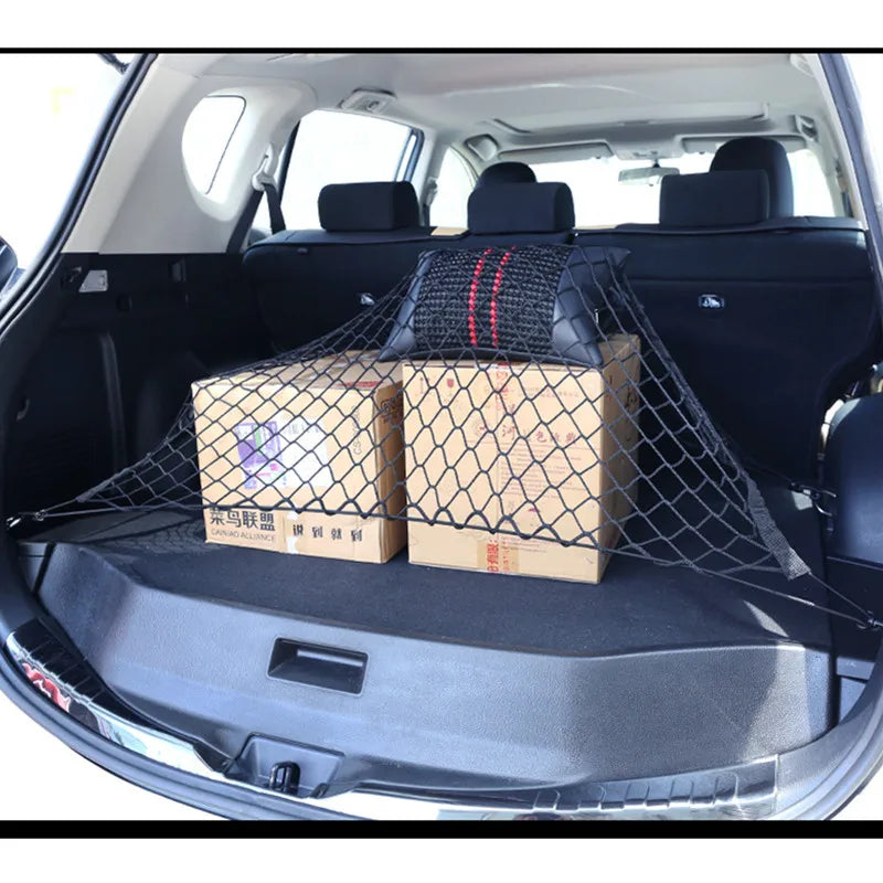 120/70*70cm Car Trunk Net Boot String Mesh Elastic Nylon Rear Back Cargo Trunk Storage Organizer Luggage Net Holder