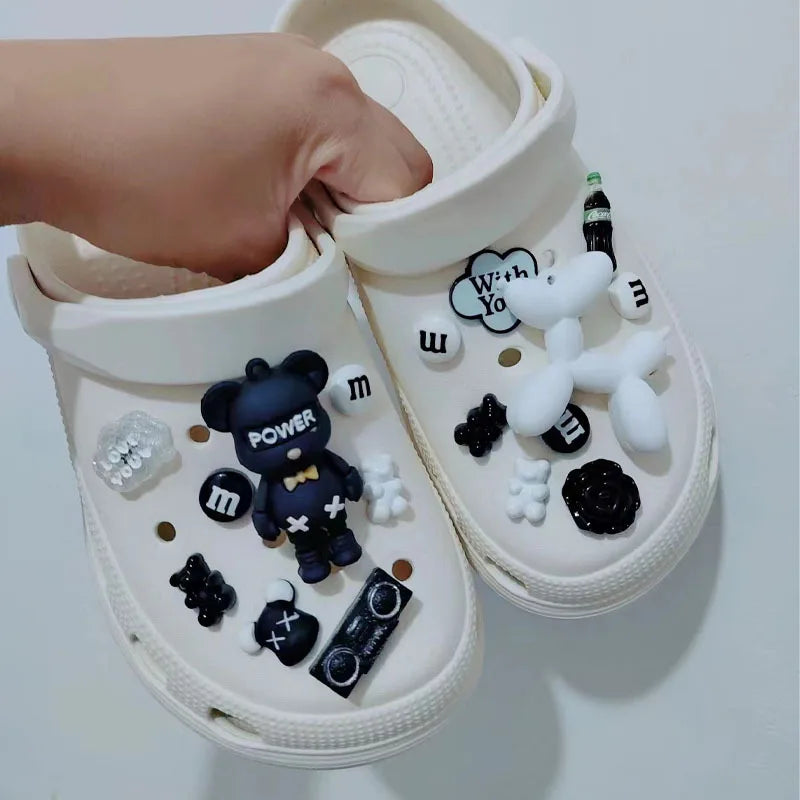 MINISO Cartoon Musical Bear Shoe Charm DIY Shoe Decorations Accessories for Bogg Bag Slides Sandals Clogs Kids Gifts