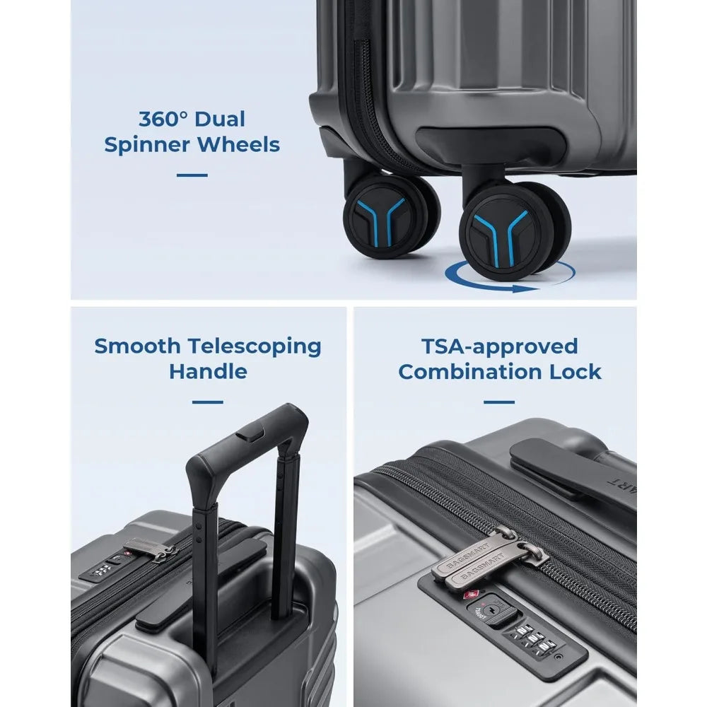 BAGSMART Luggage 3 Piece Set Suitcase, Expandable Carry on Luggage Airline Approved, Lightweight Spinner Wheel Luggage with TSA