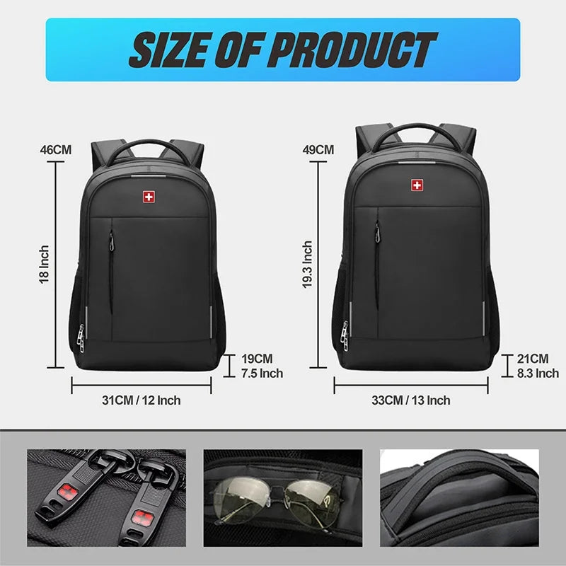 SWISS MILITARY Men Laptop Backpack 17 Inch Fashion Business Backpack School waterproof USB Large Capacity Bag mochilas Back Pack