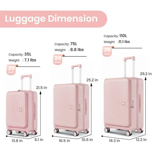 Luggage Sets 3 Piece(20/24/28), Expandable Carry On Luggage with TSA Lock Airline Approved, 100% PC Hard Shell and Lightweight S