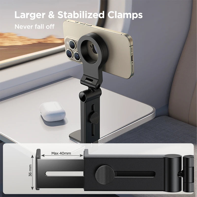 Joyroom Magnetic Airplane Phone Holder Travel Essentials Flexible Rotation Hands-Free Desk Phone Mount for iPhone 15/14/13 /12