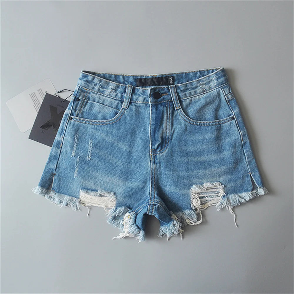 2024 Summer denim shorts for women black jeans shorts women distressed short mujer white jean shorts ripped y2k streetwear