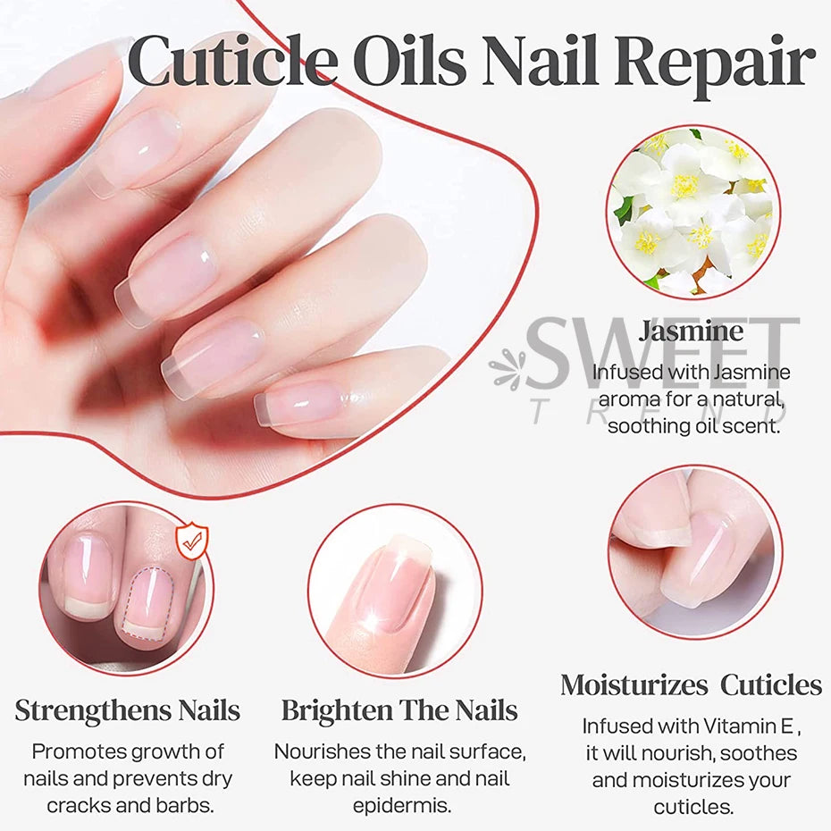 25ml Flower Nail Nutrition Oil Colorful Petals Nail Treatment Cuticle Revitalizer Oil Prevent Agnail Nail Polish Nourish Skin