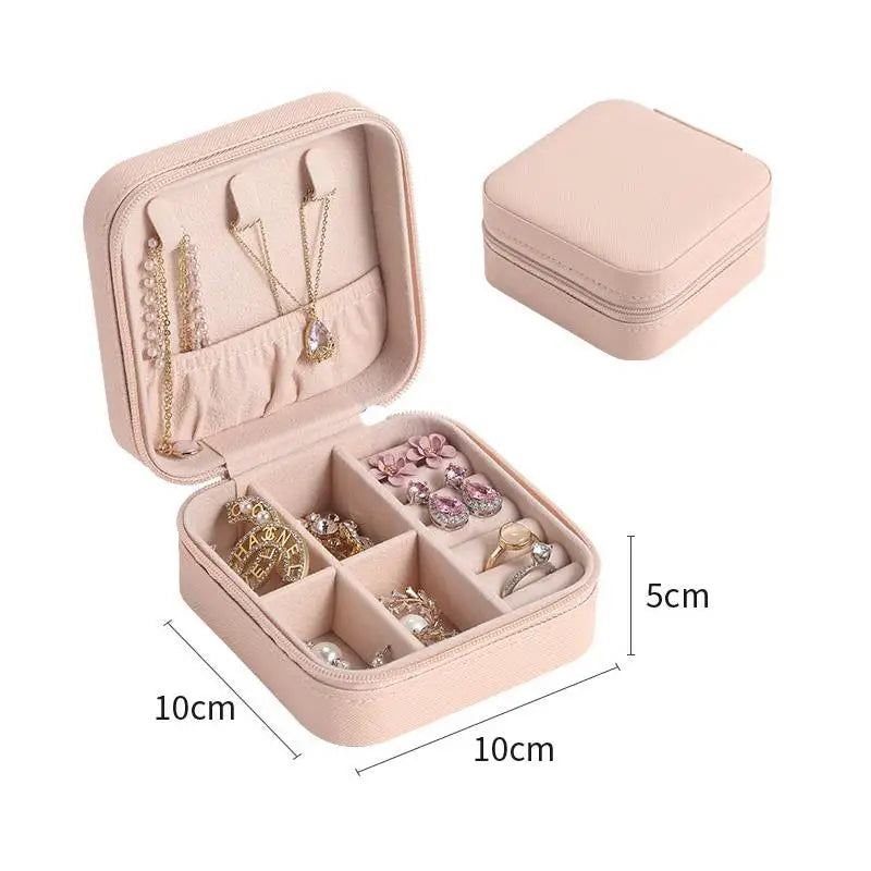 Jewelry Organizer Display Travel Jewelry Case Boxes Portable Locket Necklace Jewelry Box Leather Storage Earring Ring Holder