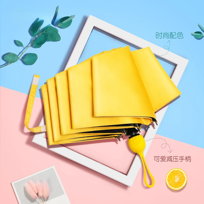 Folding Umbrella Automatic Sunscreen Sun Umbrella Women's Color Girl Cute Handle Umbrella Automatic Umbrella for Rain& Windproof