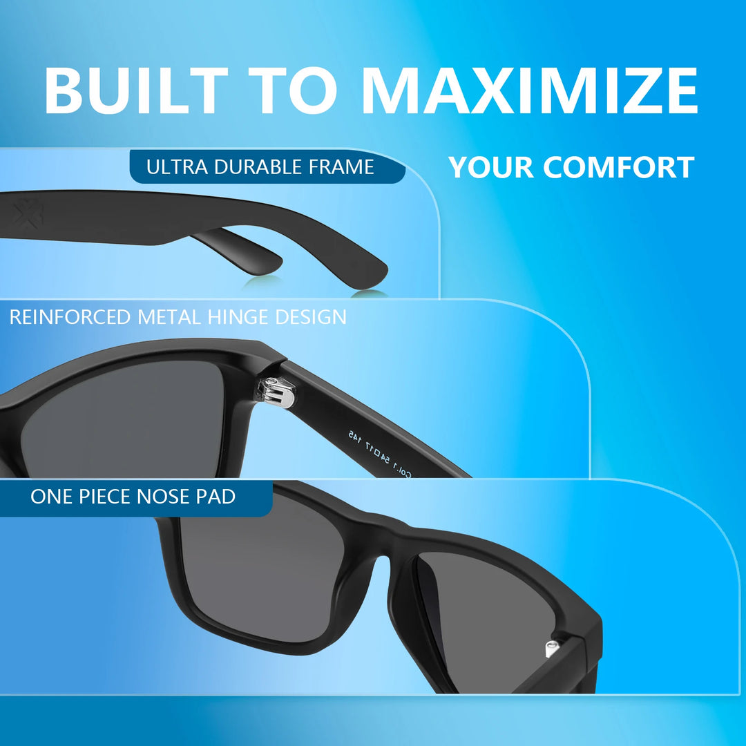 MAXJULI Polarized Sunglasses for Men and Women,UV Protection Rectangular Sun Glasses 8806