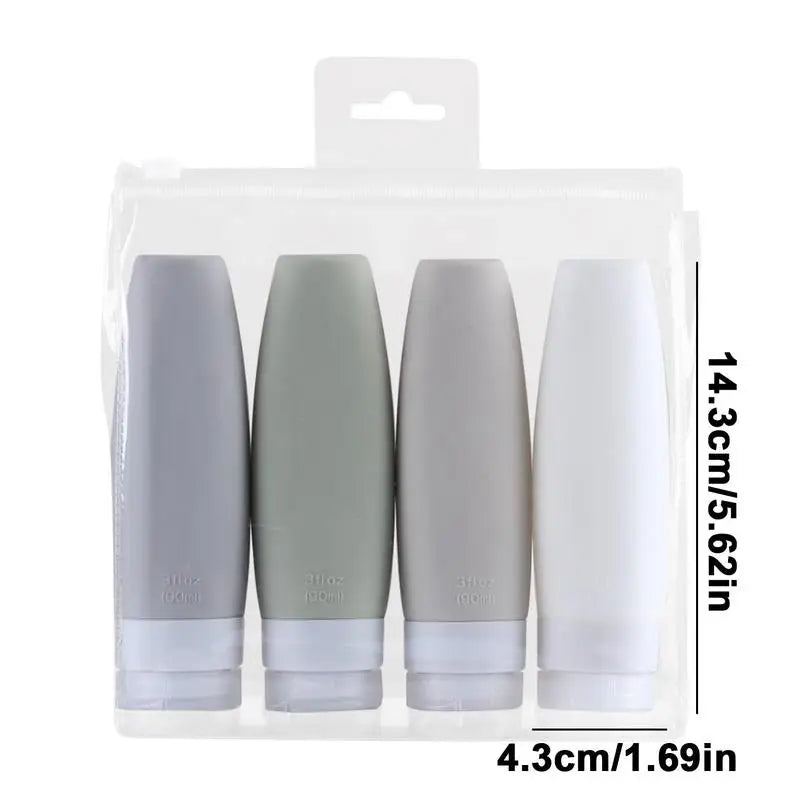 Silicone Toiletry Travel Bottle Refillable Portable Shampoo Bottle Kit Tube Bottling Refill Cosmetic Travel Bottle Set Accessory