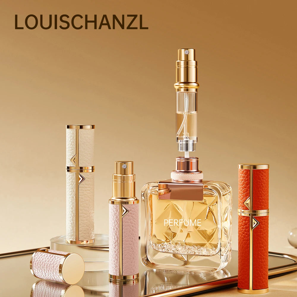 Louischanzl Leather material Refillable Perfume Bottle Portable Travel Empty Cosmetic Containers 5ml Mini Spray Atomizer Bottle