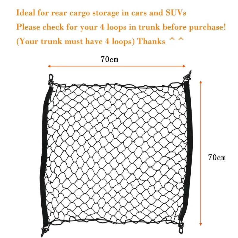 Car Trunk Network Mesh for Mitsubishi Outlander Accessories 2022 Luggage Fixed Hook Elastic Storage Cargo Net Organize 2001~2023