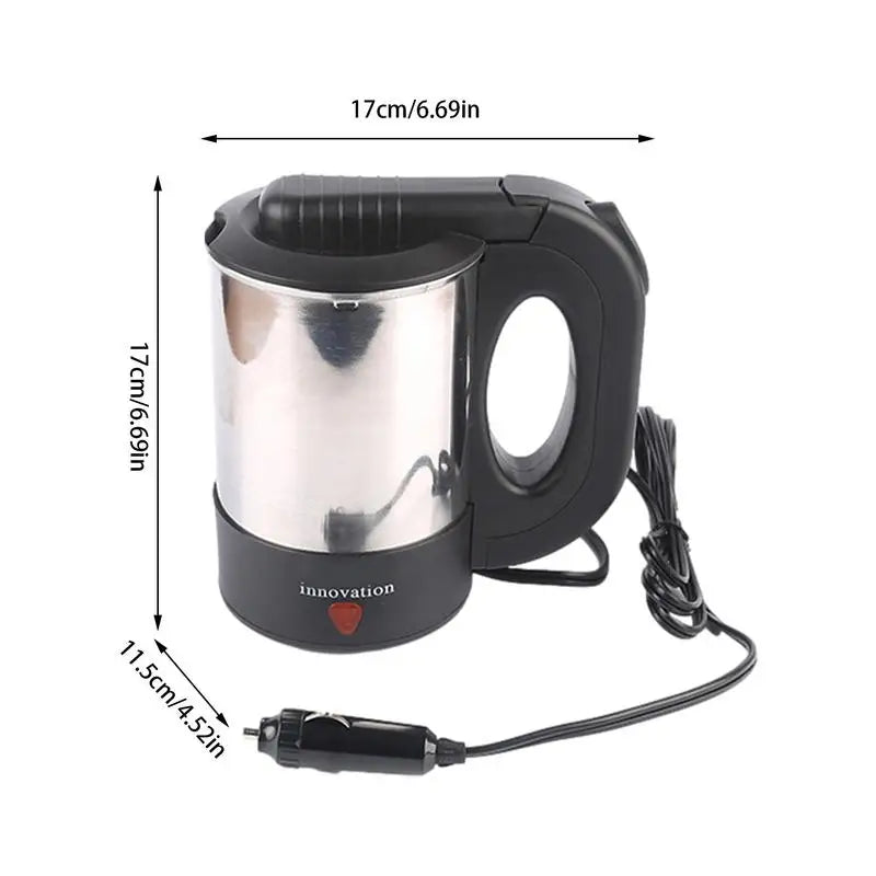 Car Truck Electric Travel Kettle Automotive 500ml Stainless Steel Coffee Mug 12V 24V Fast Water Boiler Cordless Kettle For Auto