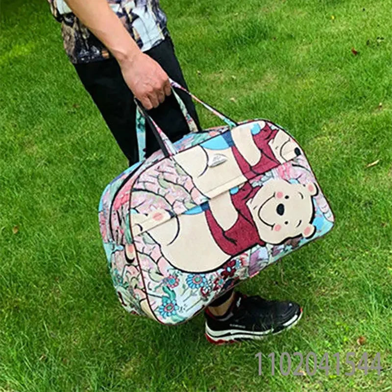 Disney Luggage Bag Waterproof Durable Large Capacity Winnie The Pooh Travel Gym Bag High Quality Unisex Tote Bag for Women Girl