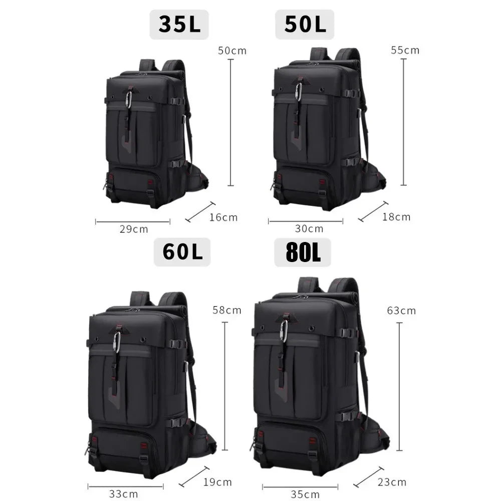 Men 35/50/60/80L Travel Backpack Laptop Business Dual Use Backpack Expandable USB Port Bag Large Capacity Waterproof Backpack