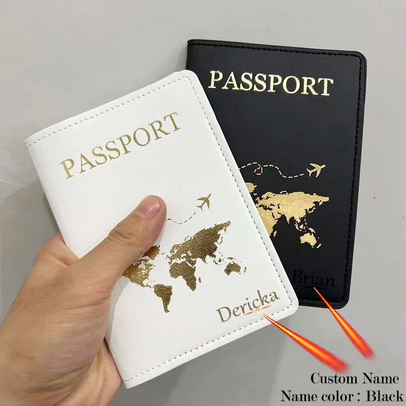 Cute Personalised Passport Cover Women with Names Engraved Passport Holder for Couples