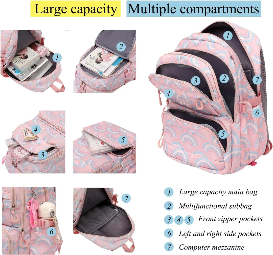 Rolling School Bags for Girls Backpack Children Waterproof School Backpacks with Wheels Middle School Trolley Luggage Back Pack